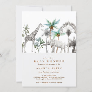 Oerwoud Safari Animals Modern Baby Boy Shower Kaart