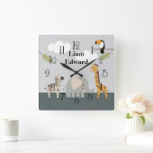 Oerwoud Safari Animals Nursery Wall Clock Vierkante Klok (Huis)