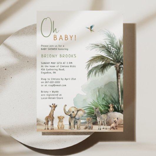 Oerwoud Safari Animals Oh Baby! Baby Shower Kaart