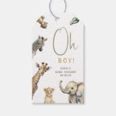 Oerwoud Safari Animals Oh Boy Baby shower Dank je  Cadeaulabel (Voorkant)
