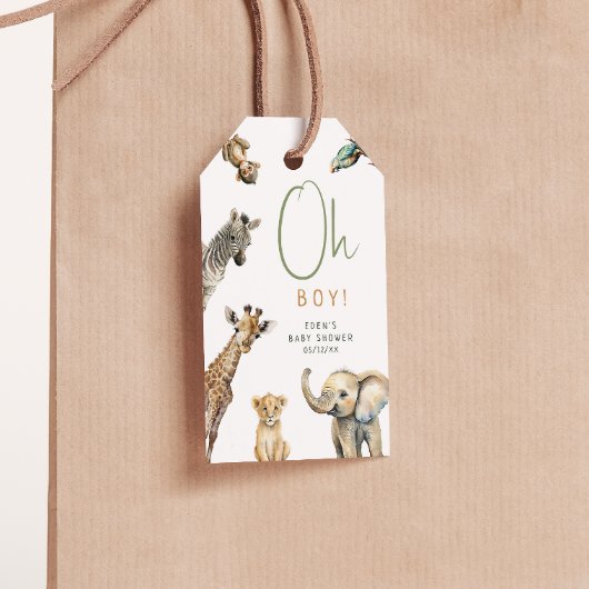 Oerwoud Safari Animals Oh Boy Baby shower Dank je  Cadeaulabel