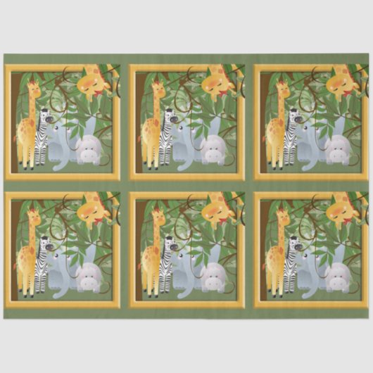 Oerwoud Safari Animals - Ontkoppeling Tissuepapier (Voorkant)