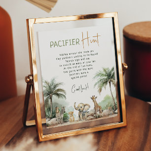 Oerwoud Safari Animals Pacifier Hunt Sign Poster
