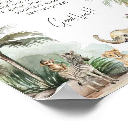 Oerwoud Safari Animals Pacifier Hunt Sign Poster (Hoek)