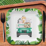 Oerwoud Safari Animals Papieren Bordje<br><div class="desc">Een voertuig vol schattige wilde baby's wordt omringd door oerwoud planten en groen,  deze borden zijn een perfect thema voor jongen,  meisje of sekseneutraal baby shower,  het verjaardagsfeest van kind en nog veel meer. Punten in onze winkel koppelen.</div>