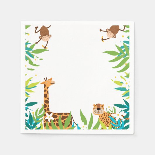 Oerwoud Safari Animals Party Napkins Servet (Voorkant)