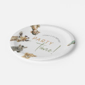 Oerwoud Safari Animals Party Time Kids Verjaardag Papieren Bordje (Gekanteld)