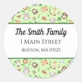 Oerwoud Safari Animals Return Address Ronde Sticker