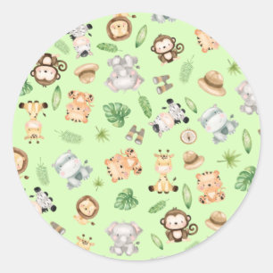 Oerwoud Safari Animals Ronde Sticker