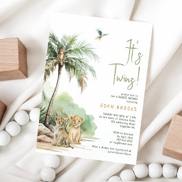 Oerwoud Safari Animals | Tweeling Baby shower Kaart