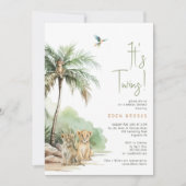 Oerwoud Safari Animals | Tweeling Baby shower Kaart (Voorkant)
