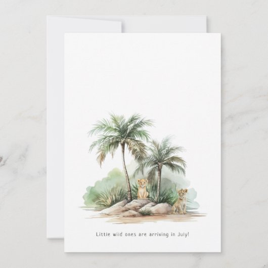 Oerwoud Safari Animals | Tweeling Baby shower Kaart (Achterkant)