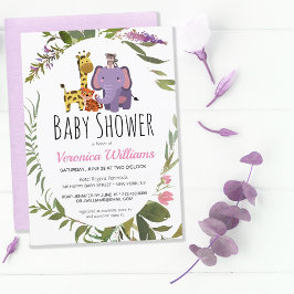 Oerwoud Safari Animals Waterverf Baby shower Kaart