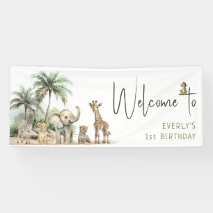 Oerwoud Safari Animals Welkom Verjaardagsfeest Spandoek