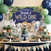 Oerwoud Safari Animals, Wild One Navy Blue Welkom Spandoek