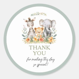 Oerwoud Safari Baby Animal Baby shower Ronde Sticker