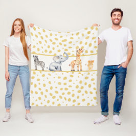 Oerwoud Safari Baby Animals Fleece Deken