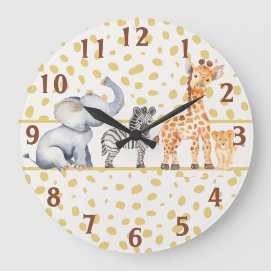 Oerwoud Safari Baby Animals Grote Klok (Voorkant)