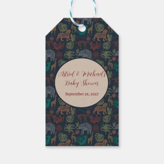  Oerwoud Safari Baby Boy Shower Cadeaulabel (Voorkant)