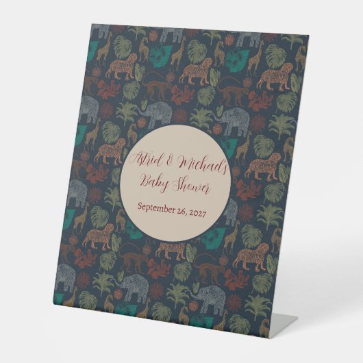  Oerwoud Safari Baby Boy Shower Reclamebord Met Voetstuk (Voorkant)