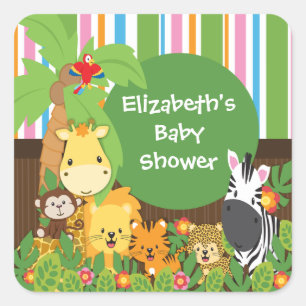Oerwoud Safari Baby Dieren Baby shower Stickers