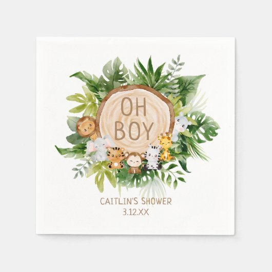 Oerwoud Safari Baby Jongensdouche Servet (Voorkant)