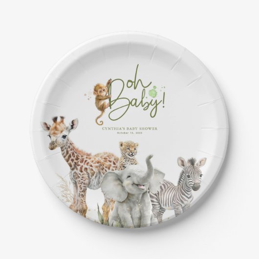 Oerwoud Safari Baby shower Brown Papieren Bordje (Voorkant)