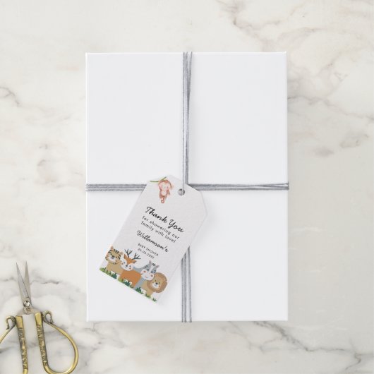 Oerwoud Safari Baby shower Cadeaulabel (Met Touw)