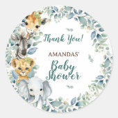 Oerwoud Safari Baby shower Dank u Ronde Sticker (Voorkant)