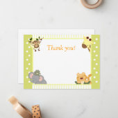 Oerwoud Safari Baby shower Dank u wel Notitiekaartje (Voorkant / Achterkant in situ)