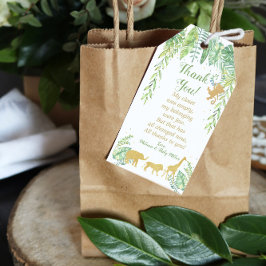 Oerwoud Safari Baby shower Dank u wel voor de tags Cadeaulabel