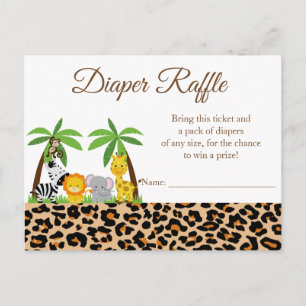 Oerwoud Safari Baby shower Diaper Raffle Card Uitnodiging Briefkaart