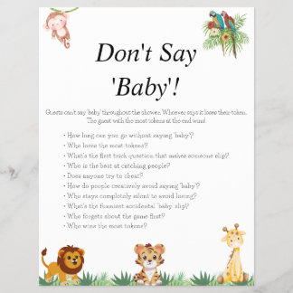 Oerwoud Safari Baby shower Games Flyer