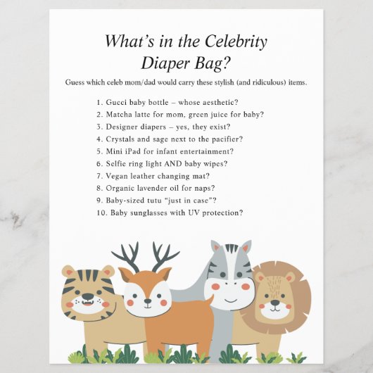 Oerwoud Safari Baby shower Games Flyer (Voorkant)