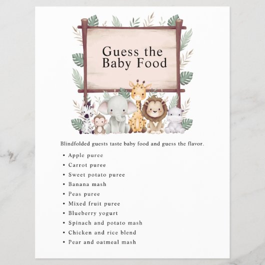 Oerwoud Safari Baby shower Games Flyer (Voorkant)