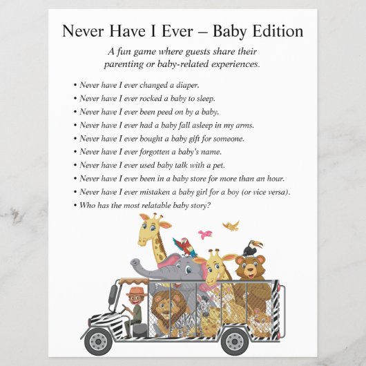 Oerwoud Safari Baby shower Games Flyer (Voorkant)
