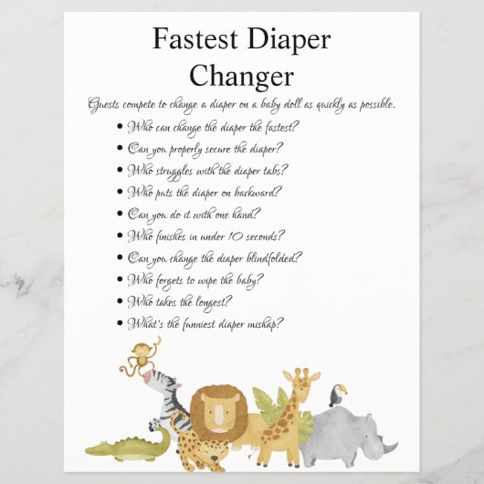 Oerwoud Safari Baby shower Games Flyer (Voorkant)