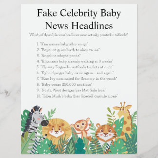 Oerwoud Safari Baby shower Games Flyer