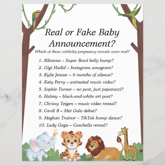 Oerwoud Safari Baby shower Games Flyer (Voorkant)
