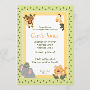 Oerwoud Safari Baby Shower Invitaties 5 x 7 formaa Kaart