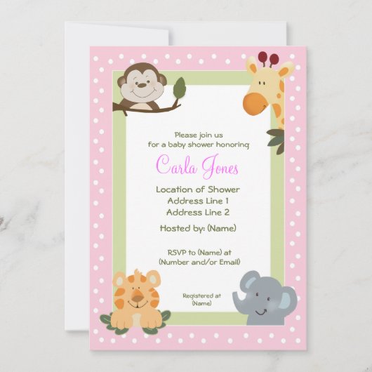 Oerwoud Safari Baby Shower Invitaties 5 x 7 formaa Kaart (Voorkant)