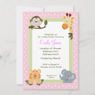 Oerwoud Safari Baby Shower Invitaties 5 x 7 formaa Kaart