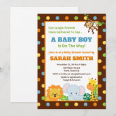 Oerwoud Safari Baby shower Invitation Baby Boy Kaart (Voorkant / Achterkant)