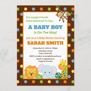 Oerwoud Safari Baby shower Invitation Baby Boy Kaart