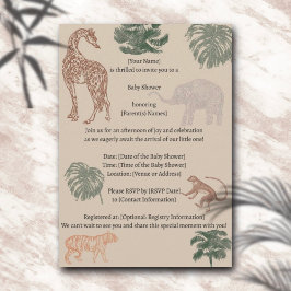  Oerwoud Safari Baby shower Kaart