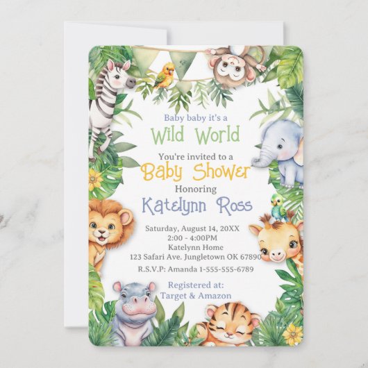 Oerwoud Safari Baby shower Kaart (Voorkant)