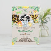 Oerwoud Safari Baby shower Oh Boy Cute Kaart (Staand voorkant)