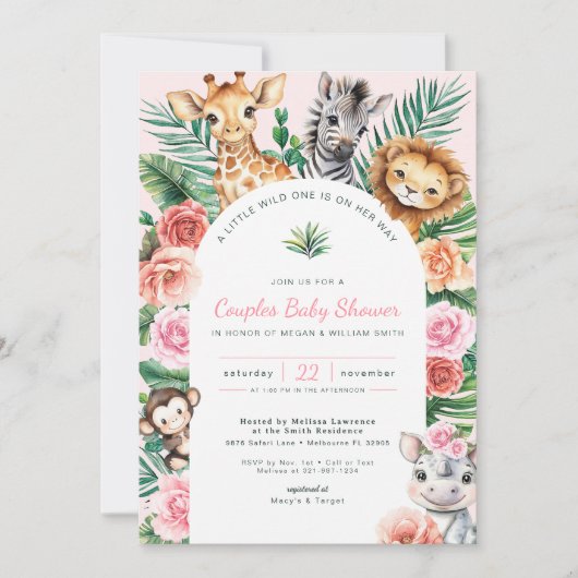 Oerwoud Safari Baby shower Paren Feest Kaart (Voorkant)