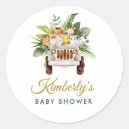 oerwoud safari baby shower ronde sticker