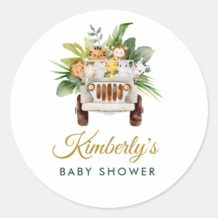 oerwoud safari baby shower ronde sticker